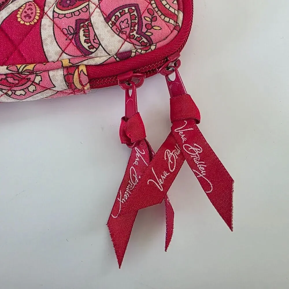Vera Bradley Laptop Sleeve Quilted Paisley Case Pink Red Zip Closure